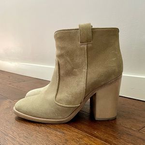 Laurence Dacade Paris Pete Distressed Suede Western Ankle Booties Beige 39